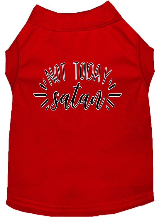 Not Today Satan Screen Print Dog Shirt Red Lg